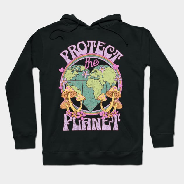 Protect the Planet Retro Earth Day Hoodie by PUFFYP